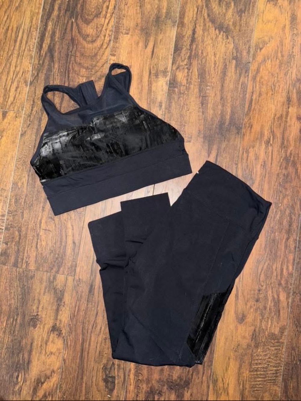 Women's Black Sports Bra and Leggings Active Set